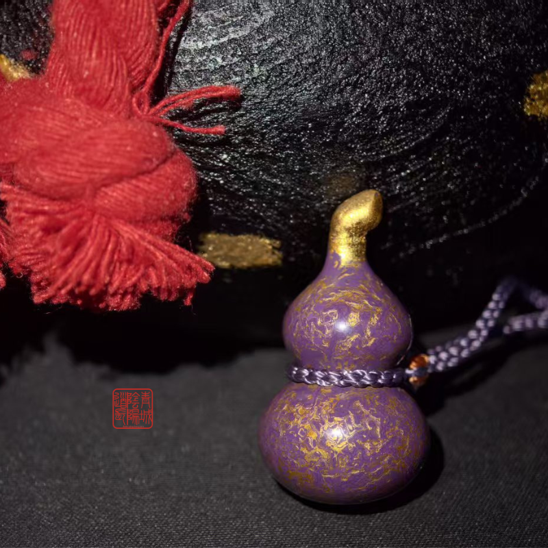 ⭐Purple Gold Gourd⭐ Double Blessings of Fortune and Prosperity, Essential for Ward Off Villains - Traditional Lacquer Gold Sprinkling Craft
