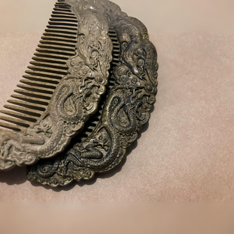 ⭐Dragon and Phoenix Auspiciousness⭐ Golden Phoebe Wood Comb - Ward Off Evil, Prevent Disasters, Remove Bad Luck, Use Daily