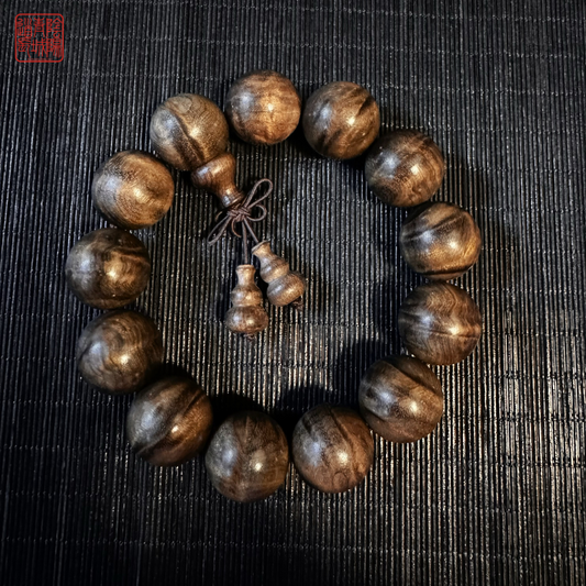 ⭐凝神定心⭐天然金丝楠阴沉木18mm大珠子（可盘玩包浆）送盘玩袋