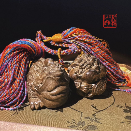 ⭐守財護主⭐金絲楠木金蟾貔貅包包掛件