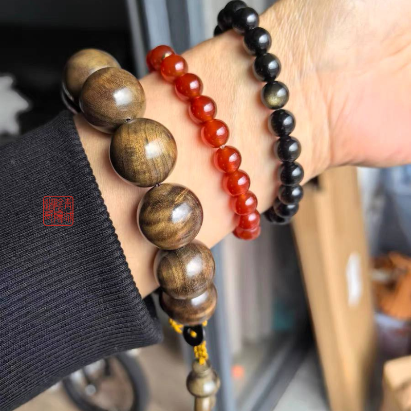 ⭐Focus and Calm⭐ Natural Golden Phoebe Nanmu Aged Wood 18mm Large Beads (Playable for Patina) Includes Play Bag