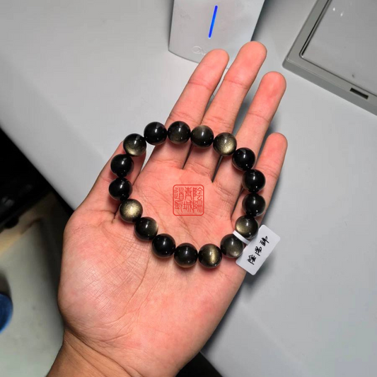 ⭐聚財留金⭐留财化煞天然金耀石手串-招財旺財,化煞闢邪