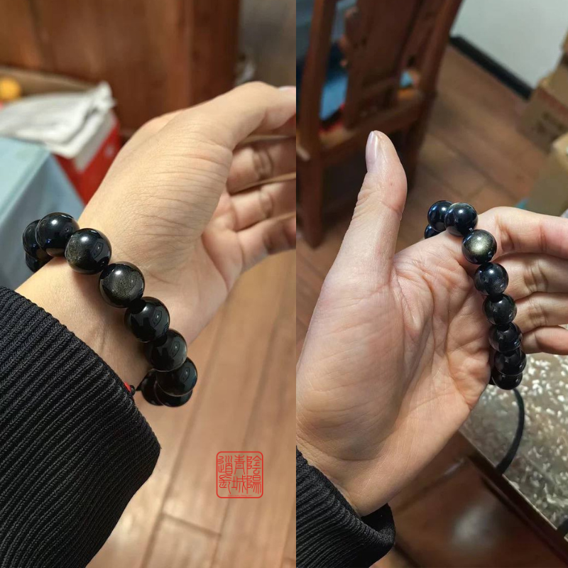⭐Wealth Retention⭐ Natural Golden Luminous Stone Bracelet for Retaining Wealth and Dispelling Evil - Attracts and Boosts Wealth, Neutralizes Negative Energy and Wards Off Evil